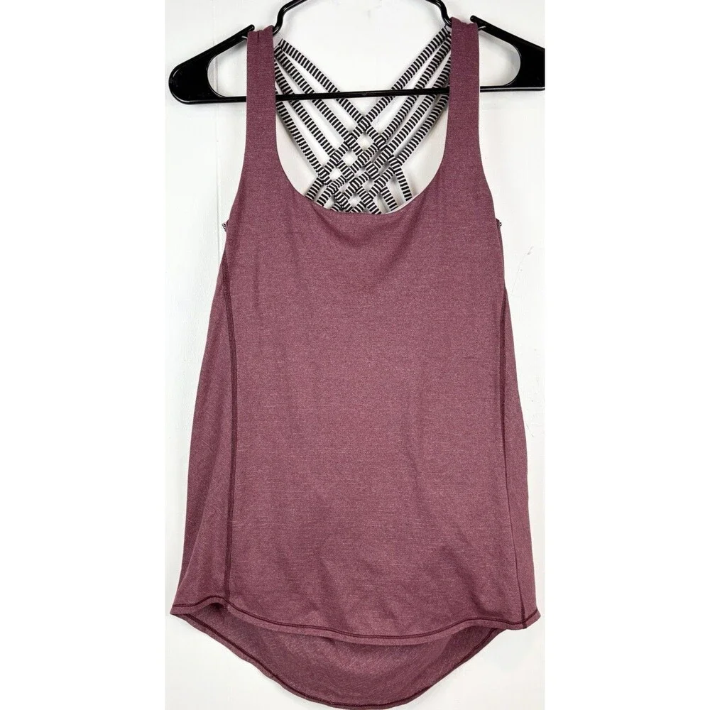 lululemon athletica Mauve Racerback Tank with Black & White Strappy Back - Picture 2 of 6